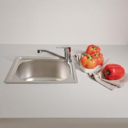 Ausmann Basic lille rustfrit stål overflade monteret vask 33x38 cm inklusiv sifon 1208956972