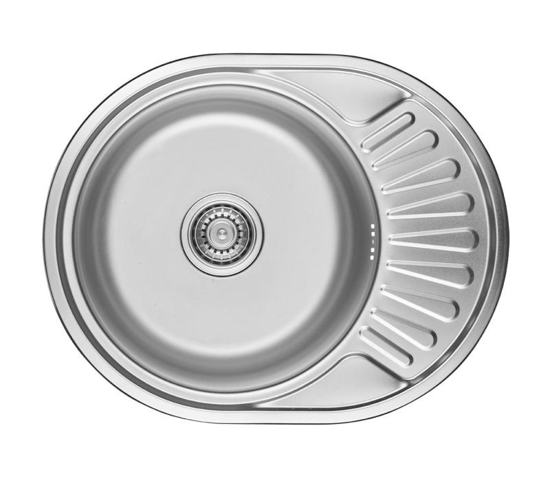 Ausmann Basic rustfrit stål indbygningsvask med afløbsbak, vendbar 57x45 cm inklusive afløb 1208956973