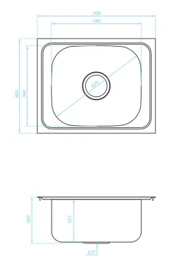 Ausmann Basic rustfrit stålvask 50x40 cm inklusiv sifon 1208956975
