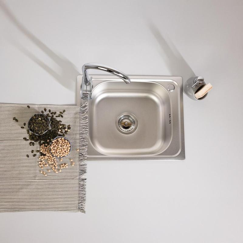 Ausmann Basic linnedmotiv rustfrit stål indbygget vask 50x40 cm inklusive sifon 1208956977