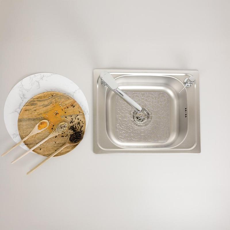 Ausmann Basic linnedmotiv rustfrit stål indbygget vask 50x40 cm inklusive sifon 1208956977