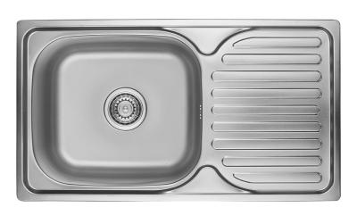 Ausmann Basic rustfrit stål indbygningsvask med afdryp, vendbar 76x42 cm inklusive vandlås 1208956978