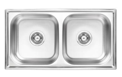 Ausmann Basic dobbelt rustfrit stål indbygget vask 78x43 cm inklusive sifon 1208956995