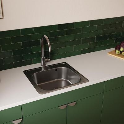 Ausmann Basic rustfrit stål overmonteret vask 48x48 cm med haneplade inklusive sifon 1208957000