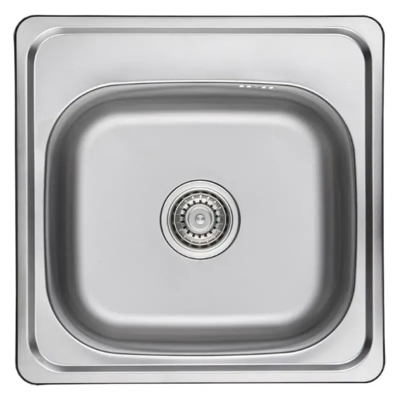 Ausmann Basic rustfrit stål overmonteret vask 48x48 cm med haneplade inklusive sifon 1208957000