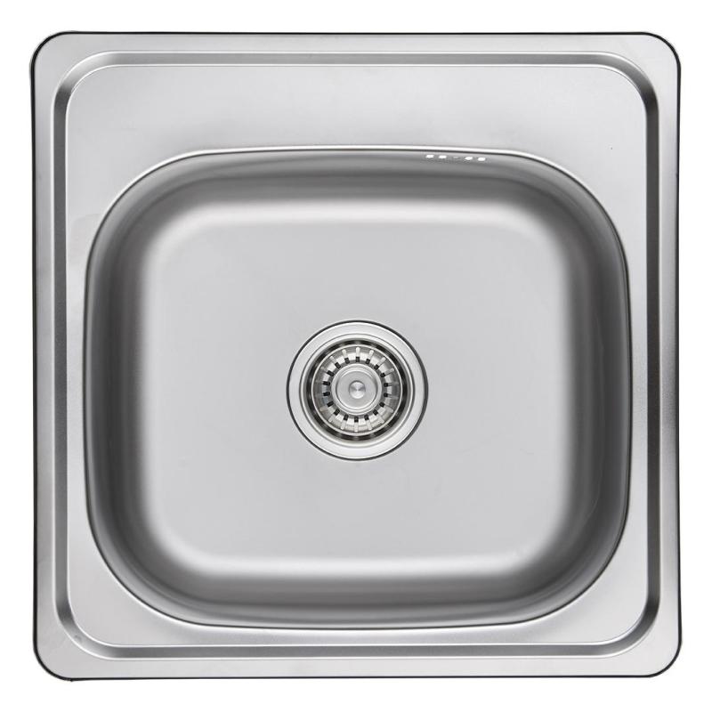 Ausmann Basic rustfrit stål overmonteret vask 48x48 cm med haneplade inklusive sifon 1208957000