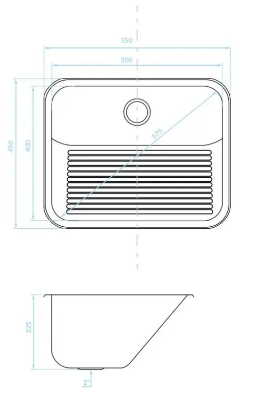 Aquadesign Utility udløbsvask 55x45 cm til bryggerset eller garagen, inkl. beslag 1208957003
