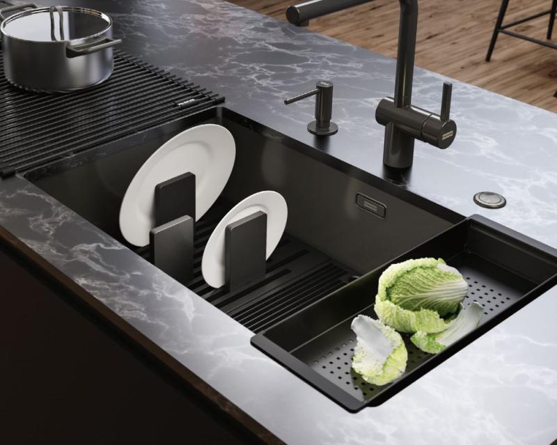 Franke Mythos mesterværk sort bundrist og opvaskestativ 676x401mm 112.0676.895