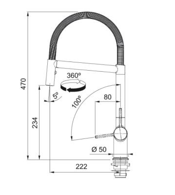 Franke Active Semi Pro sort køkkenarmatur med kolonne og fjeder og sprayfunktion 115.0653.409