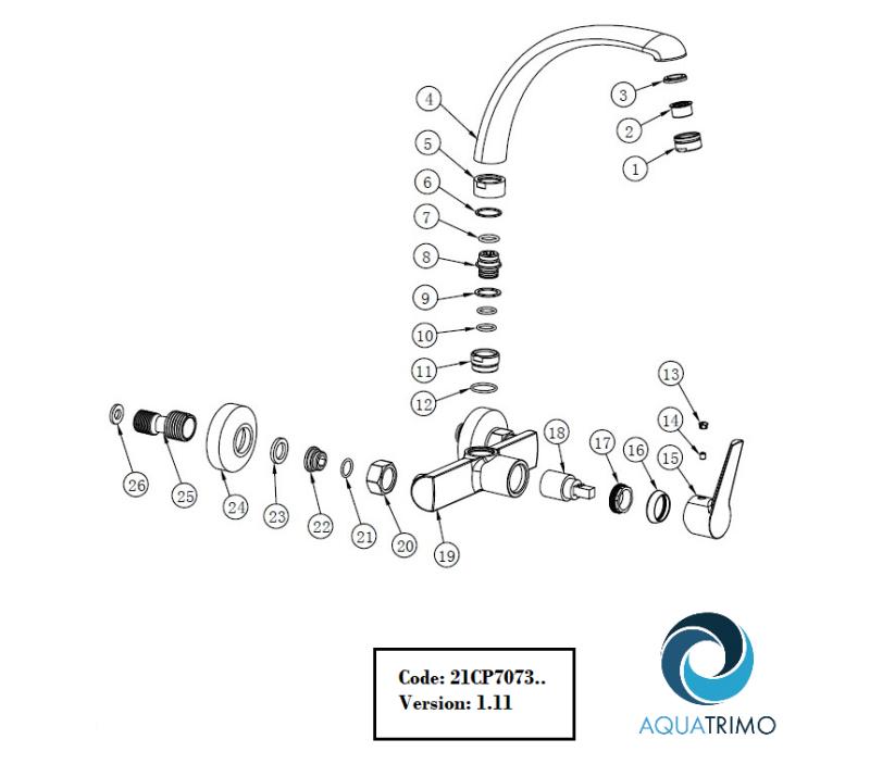 AquaTrimo Chopin køkkenvægarmatur med udløb ovenfra mat sort 21CP7073SW
