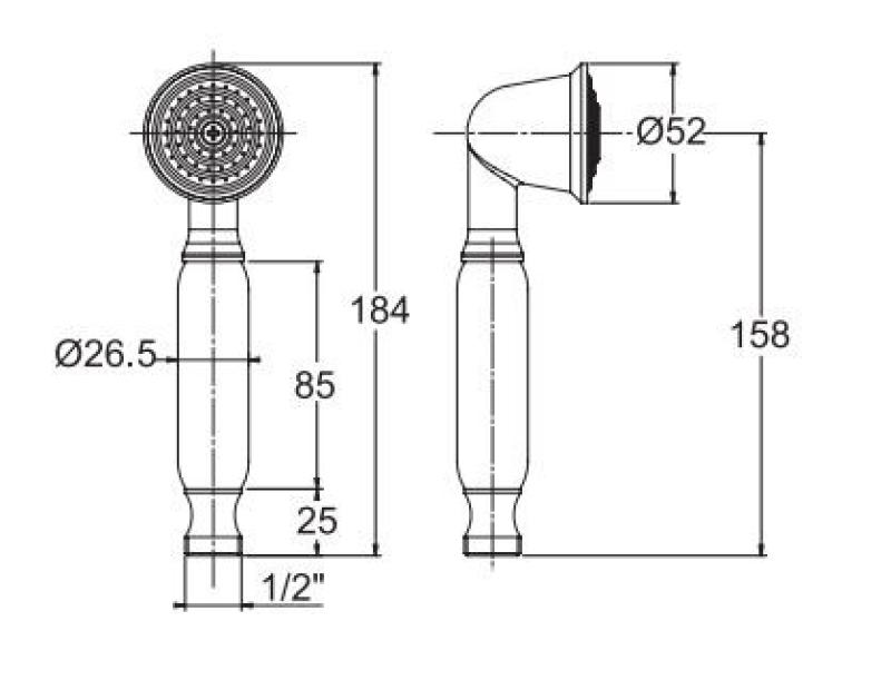 PB klassisk bronz håndbruser med hvidt håndtag 1208957104