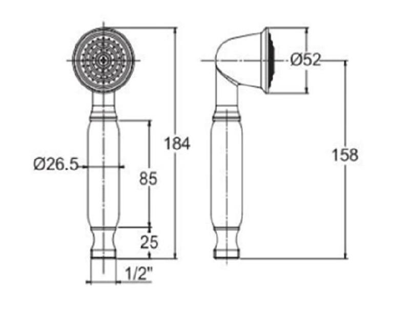 PB klassisk håndbruser i rustfrit stål med hvidt håndtag 1208957105