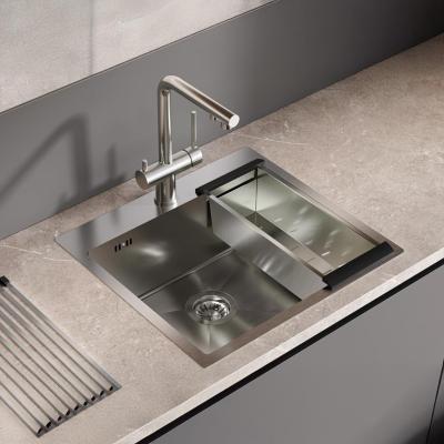Ausmann Oder Blue rustfrit stål vask 55x50cm til planlimning og underlimning med haneplads 1208957118