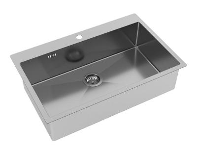 Ausmann Oder Blue grote rvs spoelbak 79x50cm planlimning og topmontering med hanehul 1208957119
