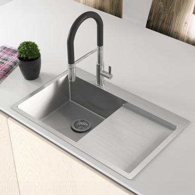 Ausmann Oder Blue rustfrit stål køkkenvask 78x50cm til planlimning og nedfældning med afdrypningsområde 1208957122