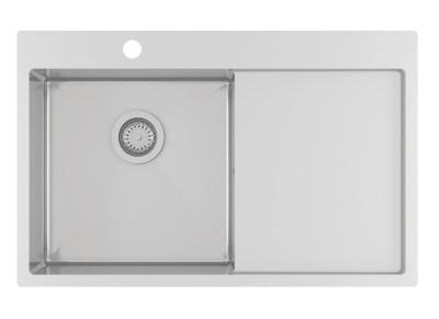 Ausmann Oder Blue rustfrit stål køkkenvask 78x50cm til planlimning og nedfældning med afdrypningsområde 1208957122
