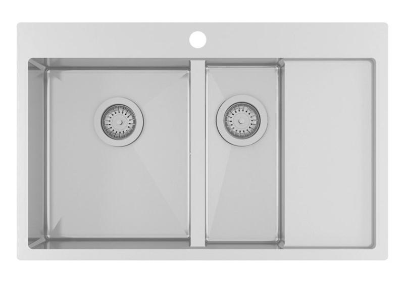 Ausmann Oder Blue 1,5 rustfrit stål vask 78x50cm til planlimning og nedfældning med afdrypningssektion 1208957126