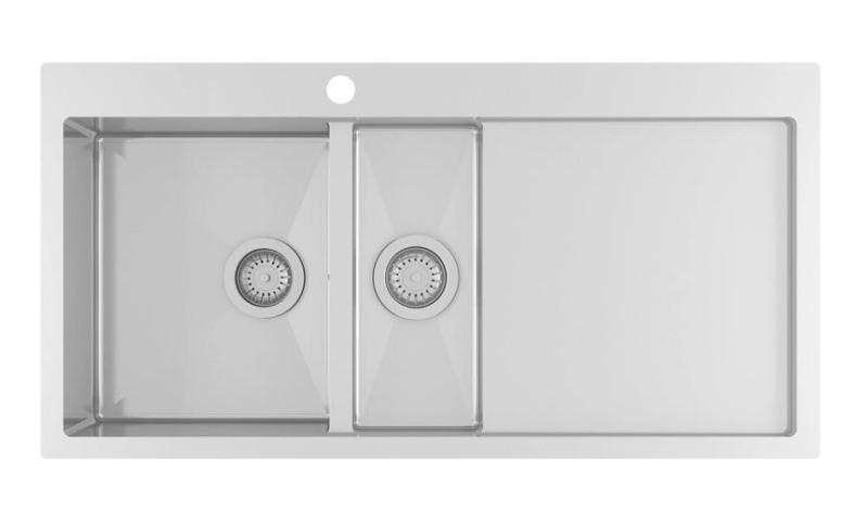 Ausmann Oder Blue 1,5 rustfrit stål vask 100x51cm planlimning og topmontering med afdrypningsområde 1208957128