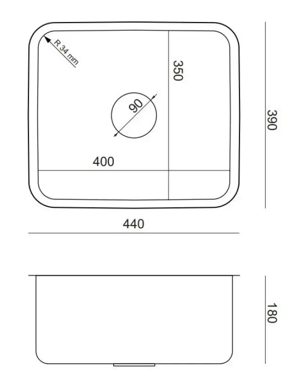 Aquadesign Oxford rustfrit stål vask 40x35cm undermontering 1208957204