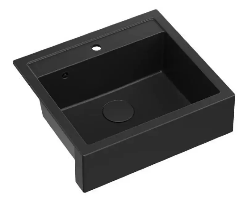 Quadri Farmhouse landlig mellem eller påbygget granitvask mat sort 595x540mm 1208957208