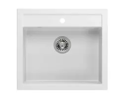 Quadri Farmhouse landlig mellem eller underlimet granitvask mat hvid 595x540mm 1208957209