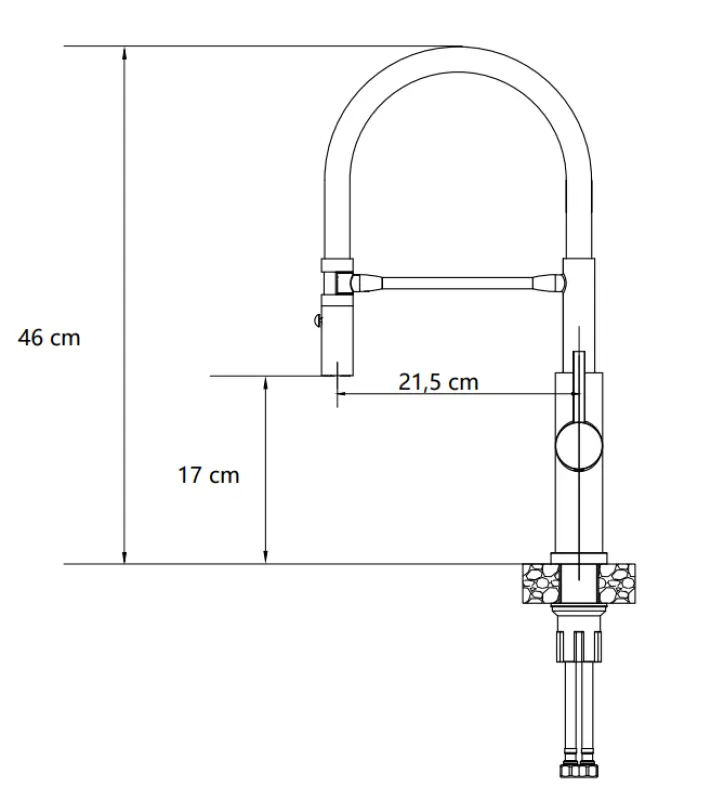 Quadri Chester køkkenarmatur med fleksibel tud og bruser med 2 stråletyper mat sort 1208957225