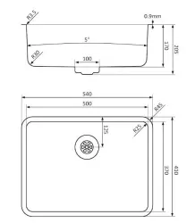 Lorreine Pro rustfrit stål vask 50cm planlimning, underlimning og overlimning 1208957321