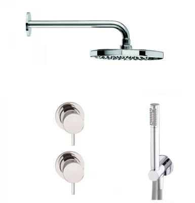 Waterevolution Flow indbygget brusesæt i krom med termostat, regnbruser og håndbruser 1208957343