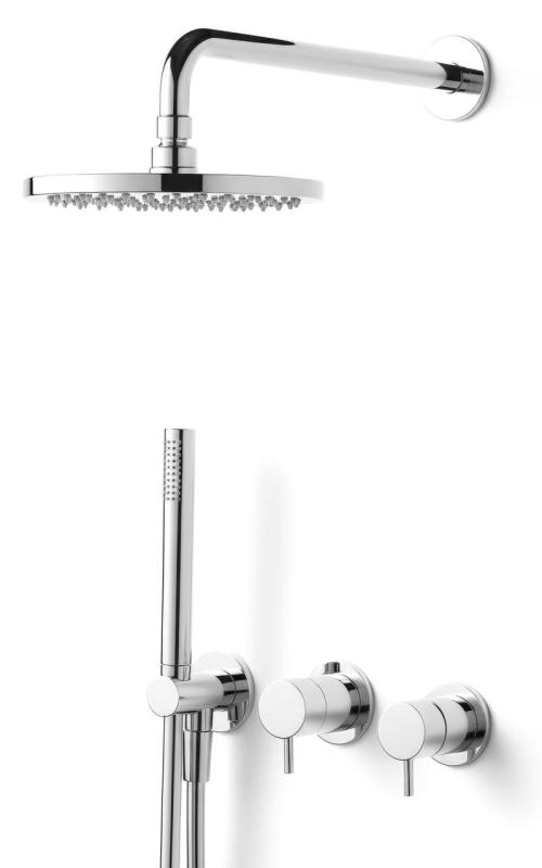 Waterevolution Flow indbygget brusesæt i krom med termostat, regnbruser og håndbruser 1208957343