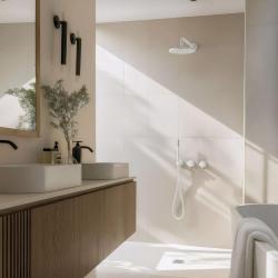 Waterevolution Flow indbygget brusesæt, mat hvid, med termostat, regnbruser og håndbruser 1208957344