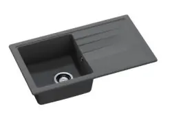 GraniteMy Smart ekstra lav granit overflade sort vask 76x44cm med vendbar afdryp 1208957353