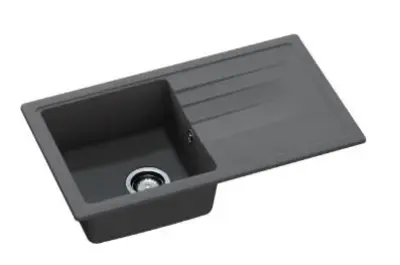 GraniteMy Smart ekstra lav granit overflade sort vask 76x44cm med vendbar afdryp 1208957353