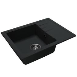 GraniteMy Smart ekstra lav granit overflade sort vask 58x44cm med aftapningsmulighed vendbar 1208957354