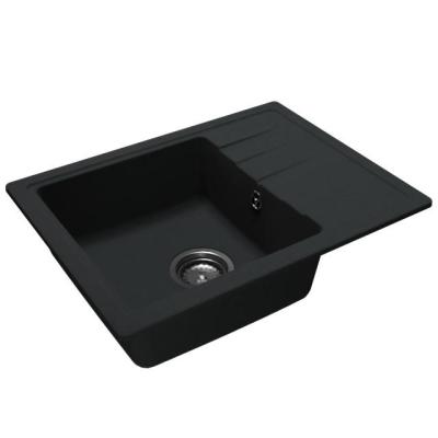 GraniteMy Smart ekstra lav granit overflade sort vask 58x44cm med aftapningsmulighed vendbar 1208957354