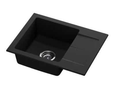 GraniteMy Smart ekstra lav granit overflade sort vask 58x44cm med aftapningsmulighed vendbar 1208957354