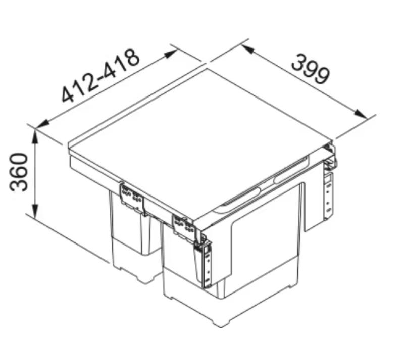 Franke Sorter Garbo 45-2 indbygget affaldssystem 1 x 12 og 1 x 18 liter affaldsbeholder 1210200692