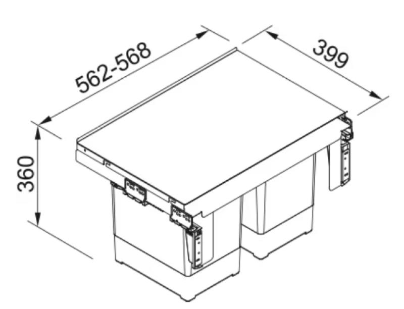 Franke Sorter Garbo 60-2 indbygningsaffaldssystem 2 x 18 liter affaldsspande 1210284027
