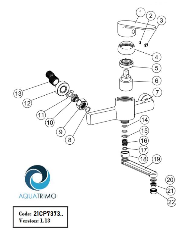 AquaTrimo Chopin vægmonteret køkkenarmatur med enkelt greb krom 21CP7373CM