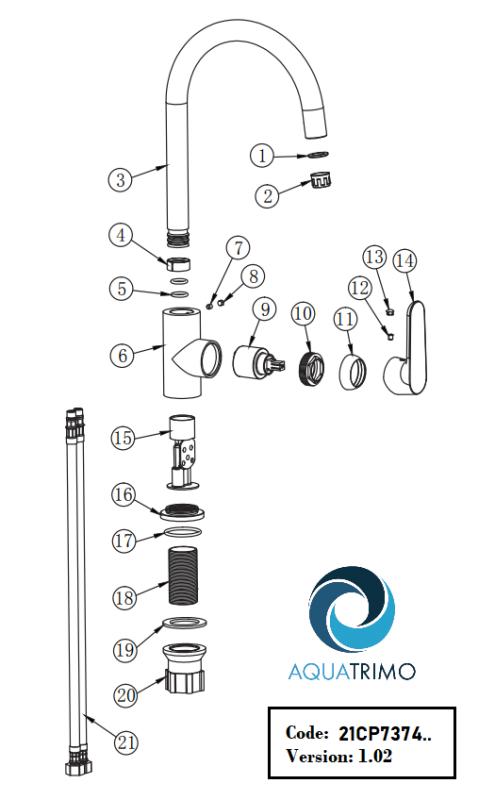 AquaTrimo Chopin enhånds køkkenarmatur mat sort 21CP7374SW