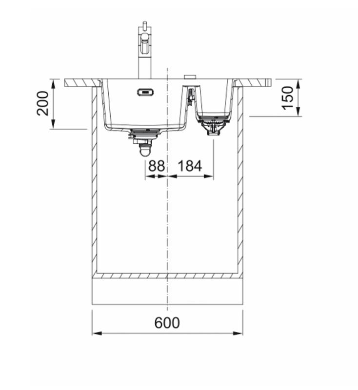 Franke Maris MRG 260/160-34-15 Fragranite sort udgave mat sort indbygningsvask stor beholder til højre
