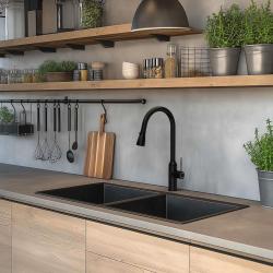 Franke Maris MRG 220/120-35-35 Fragranite sort udgave mat sort dobbelt vask fladt indbygning