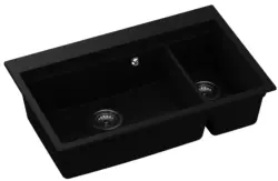 GraniteMy Limited stor 1,5 granit over- og underbygget sort vask inkl. tilbehør 76x48 cm 1208957389