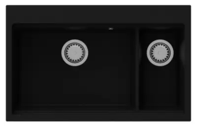 GraniteMy Limited stor 1,5 granit over- og underbygget sort vask inkl. tilbehør 76x48 cm 1208957389