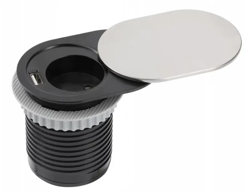 Indux Slide indbygget køkkenstik i arbejdsplade med USB C og stikkontakt farve rustfrit stål 1208957391