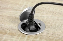 Indux Cover indbygget jordet køkkenstik i arbejdsplade med USB og stikkontakt farve sølv 1208957394