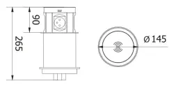Indux Push nedsænkbare jordkøkken stikkontakt sort i arbejdsplade med 4 stikkontakter, 2 x USB, 2 x RJ45 og trådløs opladning 1208957421