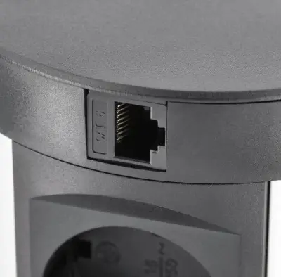 Indux Push nedsænkbare jordkøkken stikkontakt sort i arbejdsplade med 4 stikkontakter, 2 x USB, 2 x RJ45 og trådløs opladning 1208957421