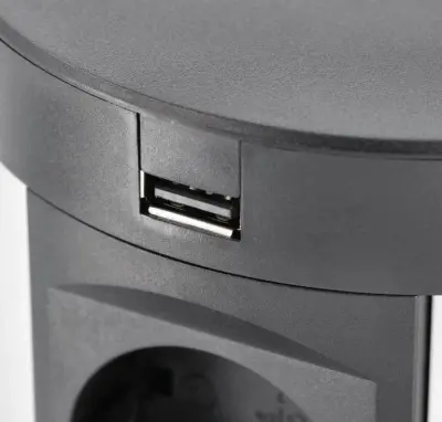 Indux Push nedsænkbare jordkøkken stikkontakt sort i arbejdsplade med 4 stikkontakter, 2 x USB, 2 x RJ45 og trådløs opladning 1208957421