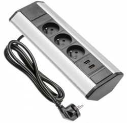 Indux Corner hjørne køkken stikkontakt med 3 jordforbindelse stikkontakter og 2 USB-opladere 1208957442
