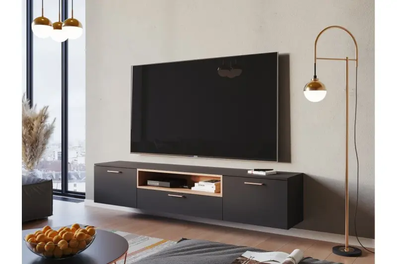 Decor Abies messing guld gulvlampe med sort marmorbase 7573